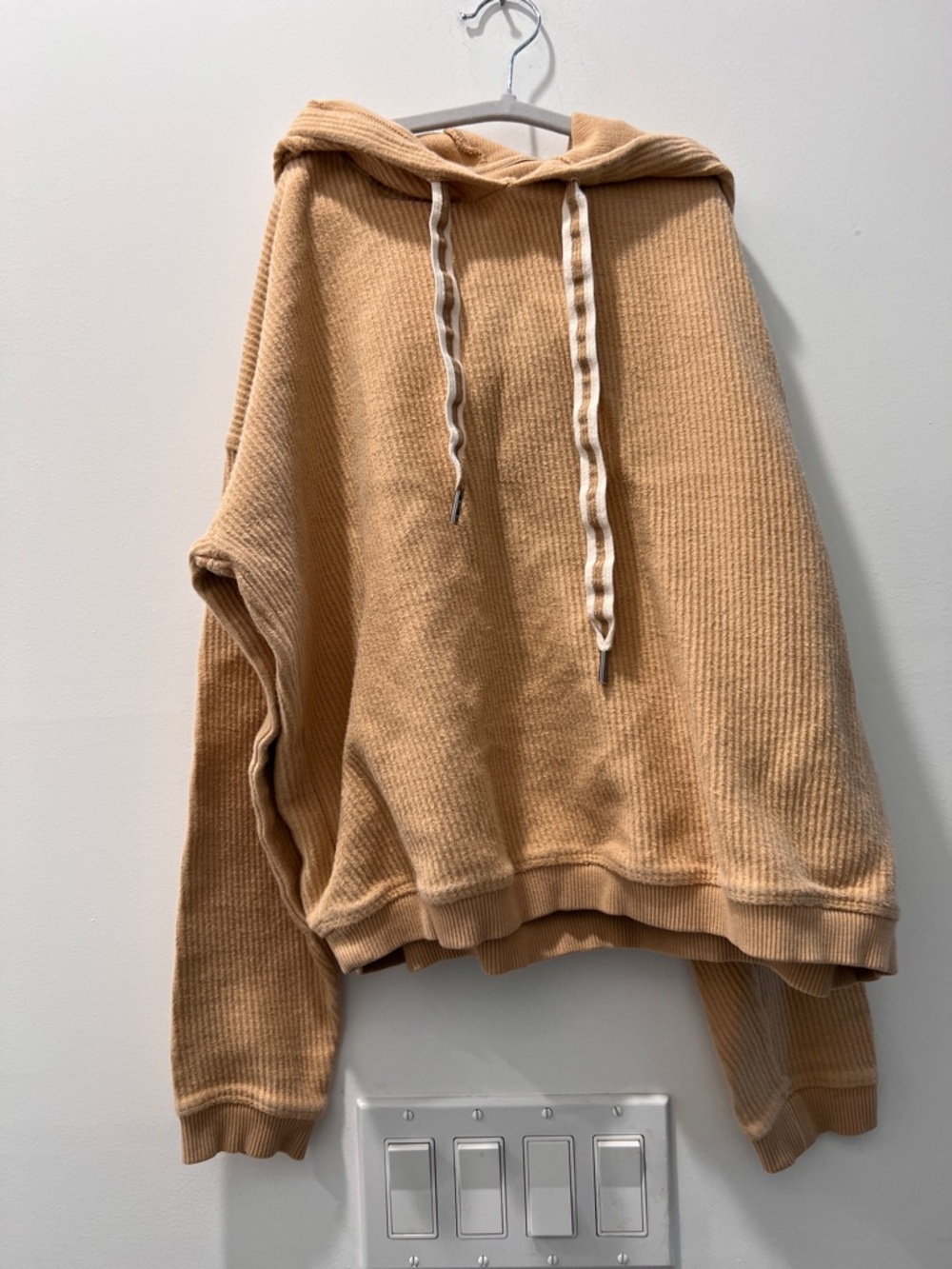 Free with purchase Aerie L Cozy Waffle Knit Hoodie - Camel Beige